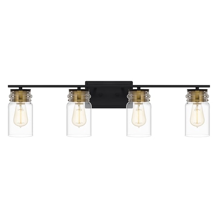 Keesey 4-Light Matte Black Vanity Light